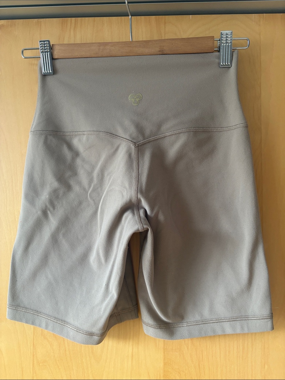 Aritzia High-Rise Bike Shorts in Taupe
